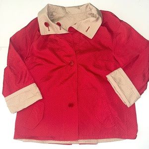 AKRIS punto Red/Tan Polkadot Reversible Jacket